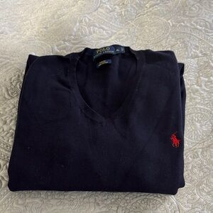 Polo by Ralph Lauren Men's Dark Blue V-Neck Sweater